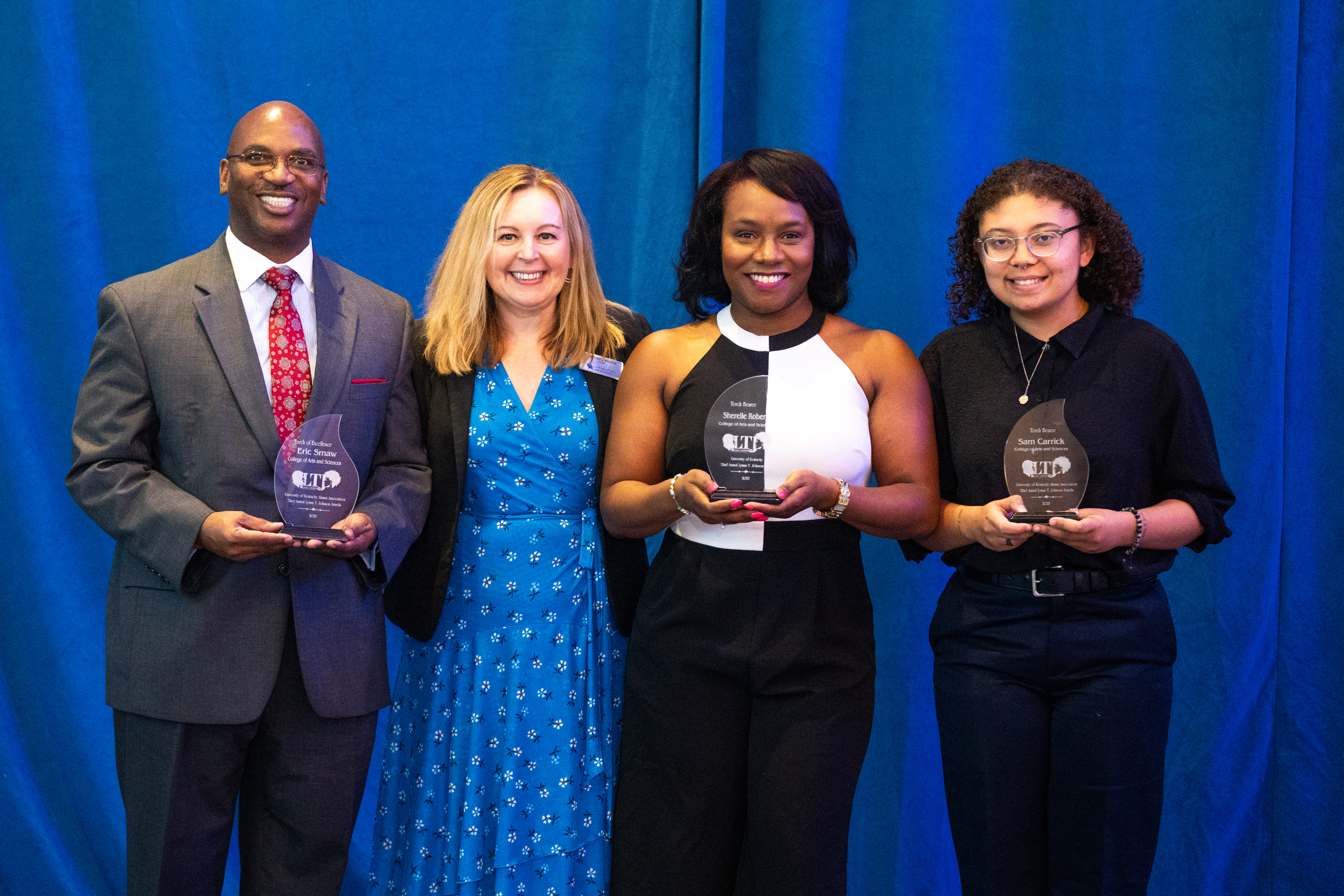 College of Arts and Sciences Lyman T. Johnson award winners with Dean Ana Franco-Watkins.
